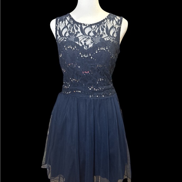 Elegant Navy Lace Dress - Picture 1 of 4